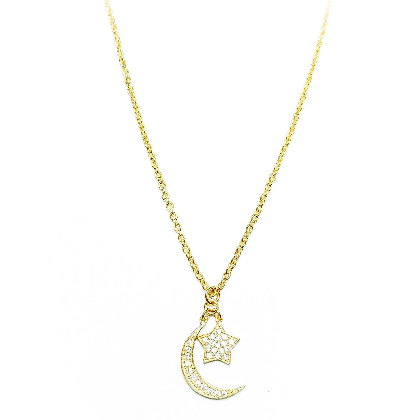 Moon and Star Pendant Necklace