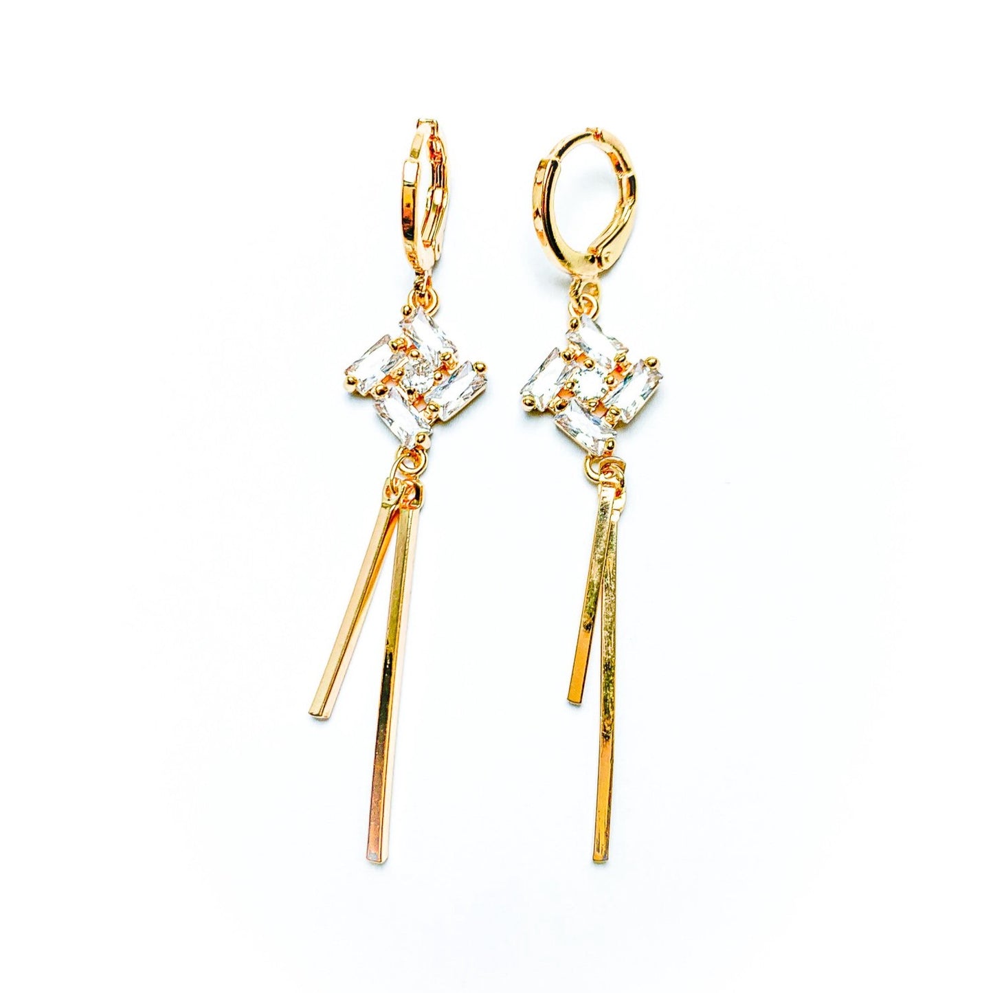 Double Bar Baguette Dangle Earrings