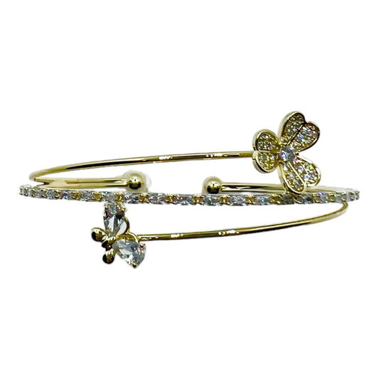 Flower and butterfly double bangle